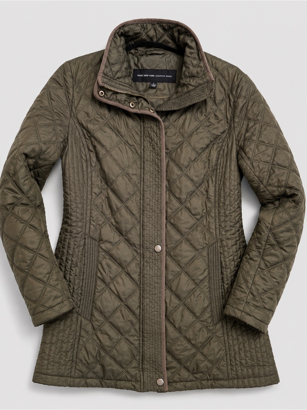 Andrew Marc Marc New York Quilted Lightweight Jacket Brown Olive Size Small